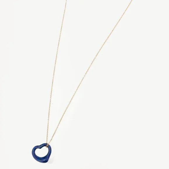 Tiffany & Co. Elsa Peretti Open Heart Lapis Lazuli & 18k Gold Pendant Necklace - Picture 3 of 6
